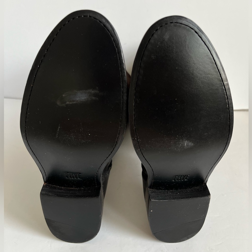 Frye Jayden D Ring Riding Boot Wide Calf BMX EXT Black Brown *flaw* Size 8.5B - Picture 8 of 11